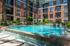 One Bedroom Apartments for Rent in Houston, TX - Up close Pool with Waterfall Overflow      